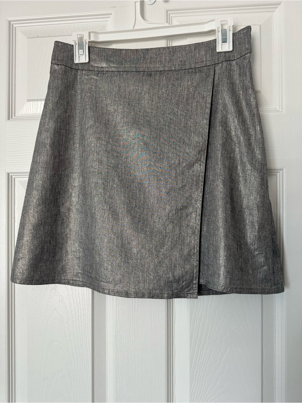Eileen Fisher Silver A-Line glimmer linen Wrap Women’s mini Skirt - Picture 3 of 14